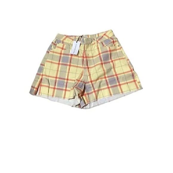 WE WORE WHAT PLAID CROPPED DENIM JACKET HIGH RISE SHORTS Women M/L indie sleeze - Picture 5 of 12